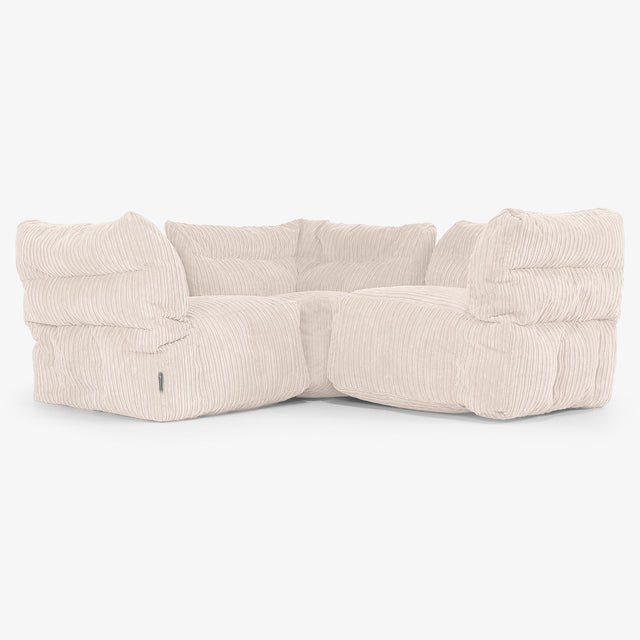 3 személyes Moduláris Sarokkanapé - Klasszikus Kordbársony Elefántcsont 01