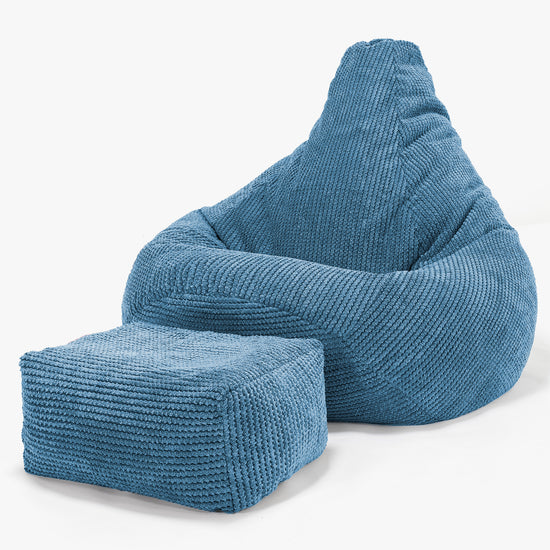 Háttámlás Babzsákfotel - Pompon Égszínkék 01