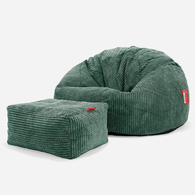 Klasszikus Babzsákfotel - Pompon Mohazöld 02