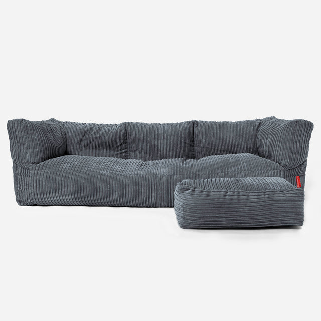 3 Személyes Albert Babzsák-Kanapé - Klasszikus Kordbársony Palaszürke 02