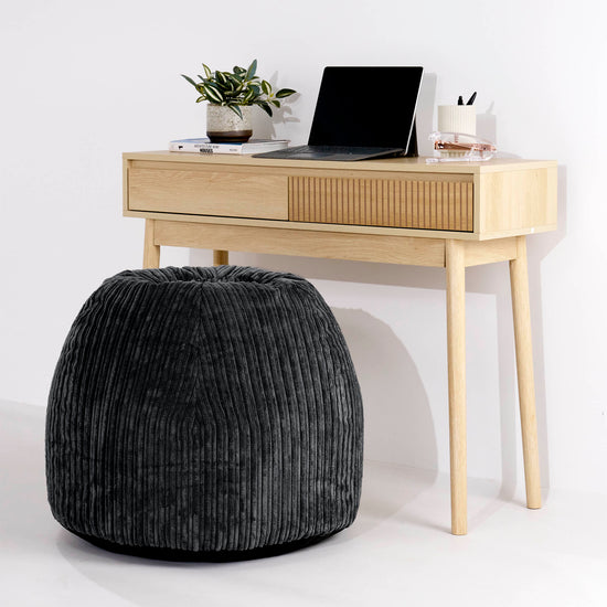 Ergonomikus Iroda-pouf Szék - Klasszikus Kordbársony Fekete - 02
