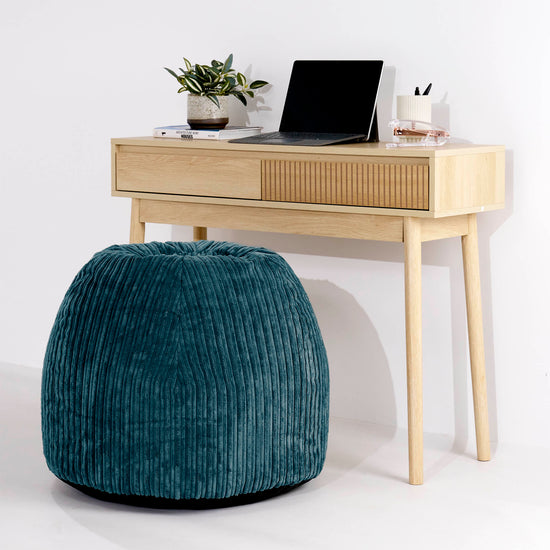 Ergonomikus Iroda-pouf Szék - Klasszikus Kordbársony Pávakék - 02