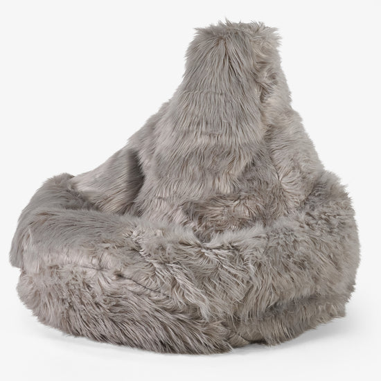 Háttámlás Babzsákfotel - Mongol Műszőrme Szürke 01
