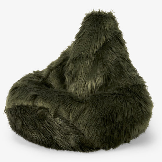 Háttámlás Babzsákfotel - Mongol Műszőrme Zsályazöld 01