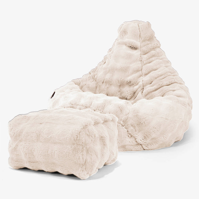 Háttámlás Babzsákfotel - Műszőrme Buborék Tejszín 01