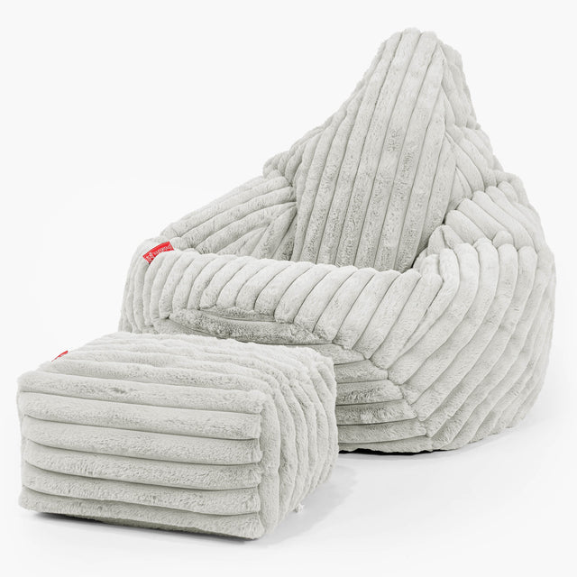 Háttámlás Babzsákfotel - Ultra Plüss Kord Zsályazöld 01