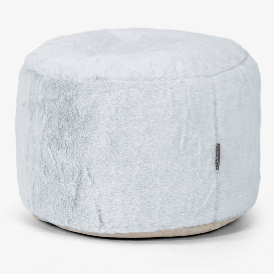 Kis Kerek Lábtartó - Sztintetikus Nyúlszőr Fakó Kék 01