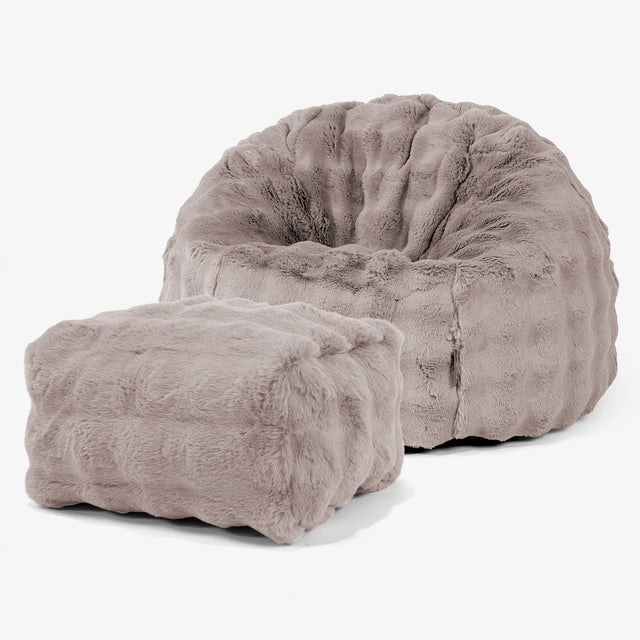 Klasszikus Babzsákfotel - Műszőrme Buborék Nerc 01