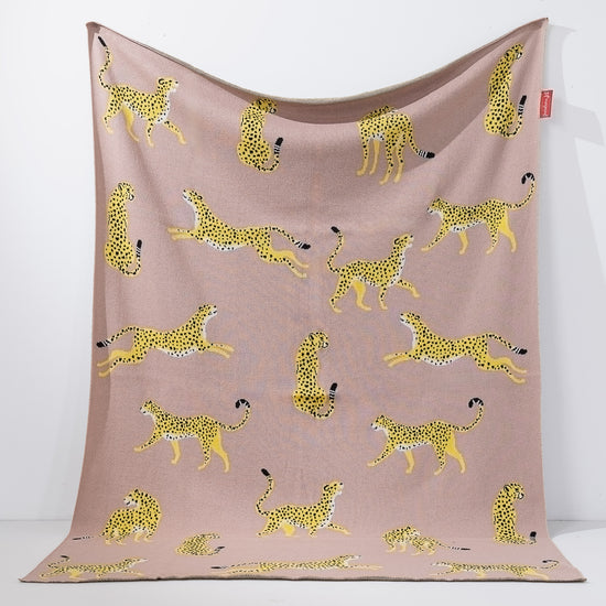 Dísztakaró / Pléd Kanapéhoz - Kötött Gepárd Rózsaszínű 01