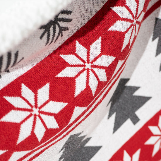 Dísztakaró / Pléd Kanapéhoz - Kötött Karácsonyi Fairisle Vörös 02