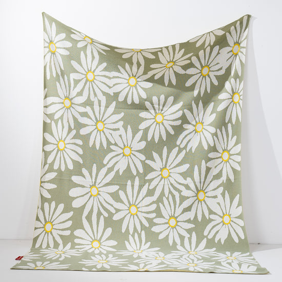 Dísztakaró / Pléd Kanapéhoz - Kötött Virágos Menta 01