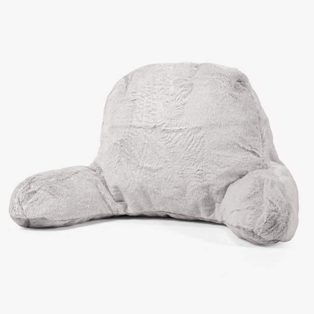 Magas Háttámlájú Olvasópárna - Sztintetikus Nyúlszőr Világosszürke 01