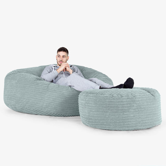 Mega Mamut Méretű Babzsák-Kanapé - Klasszikus Kordbársony Mentazöld 02