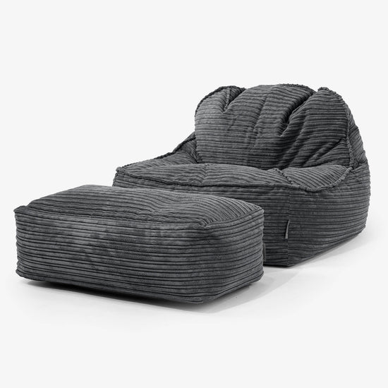 Sloucher Babzsákfotel 2.0 - Klasszikus Kordbársony Fekete 02
