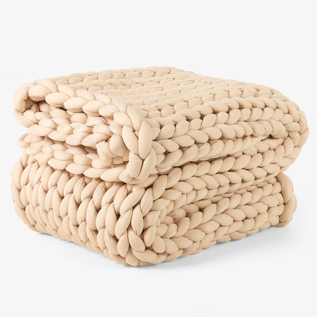 Súlyozott Takaró Felnőtteknek - Vaskos Kötés Taupe 01