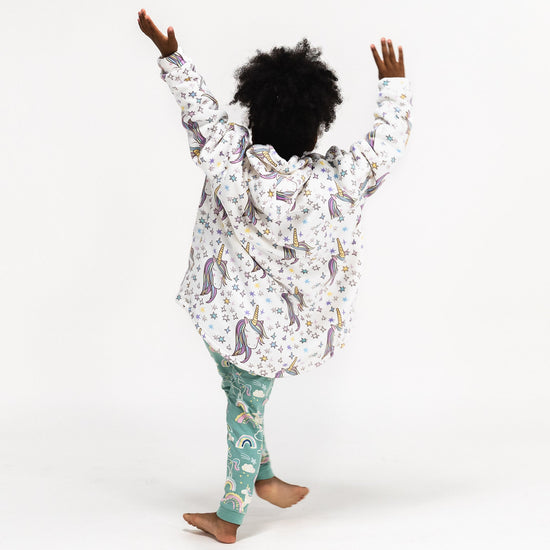 Gyermek Túlméretezett Kapucnis Takaró / Pulóver - Minky Egyszarvú 04