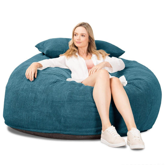 Cloudsac 1010 Óriás Memóriahabos XXL Babzsák-Kanapé - Pompon Égei-tengeri kék 03