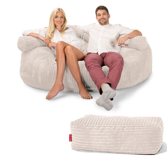 Cloudsac 3000 XXL Király Méretű Memóriahabos Babzsák-Kanapé - Klasszikus Kordbársony Elefántcsont 07