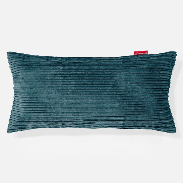 XL Négyszögletű Párna 40 x 80cm - Klasszikus Kordbársony Pávakék 01