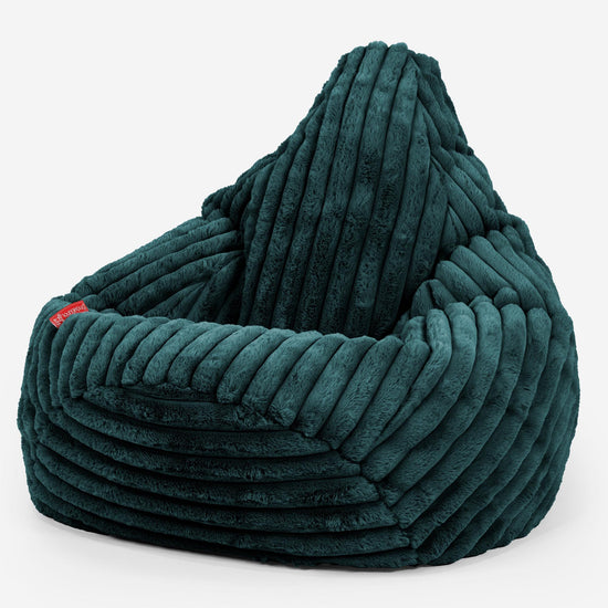 Háttámlás Babzsákfotel - Ultra Plüss Kord Pávakék 02