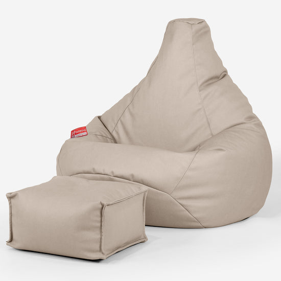 Háttámlás Babzsákfotel - Vegán Bőr Elefántcsont 01