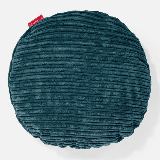 Kerek Párnahuzat 50cm - Klasszikus Kordbársony Pávakék 01