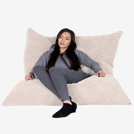 Extra Nagyméretű Babzsák - Klasszikus Kordbársony Elefántcsont 02