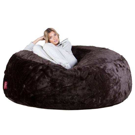 Mega Mamut Méretű Babzsák-Kanapé - Puha Műszőrme Barna 02