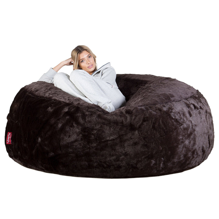 Mega Mamut Méretű Babzsák-Kanapé - Puha Műszőrme Barna 02