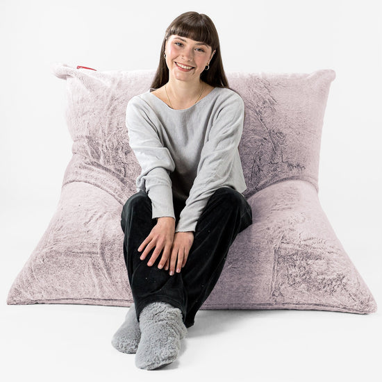 Extra Nagyméretű Babzsák - Sztintetikus Nyúlszőr Fakó Rózsaszínű 01