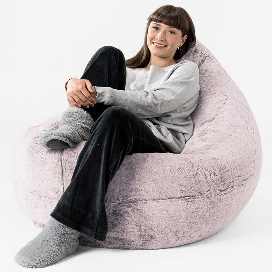 Extra Nagyméretű Babzsák - Sztintetikus Nyúlszőr Fakó Rózsaszínű 02