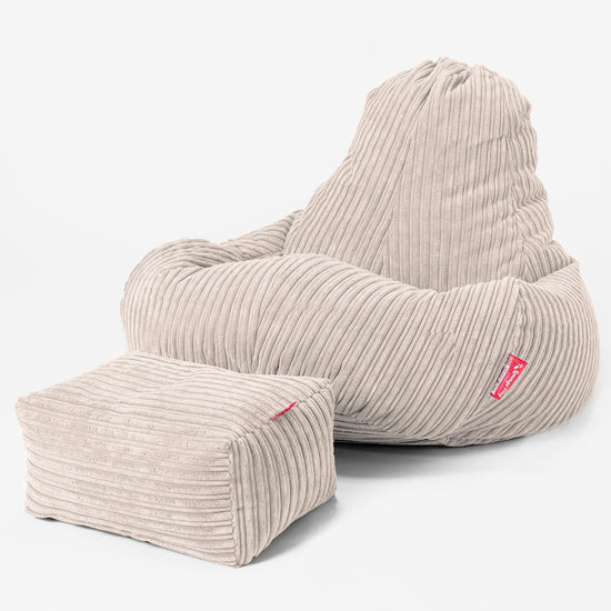 Ultra Lux Gamer Babzsákfotel - Klasszikus Kordbársony Elefántcsont 02