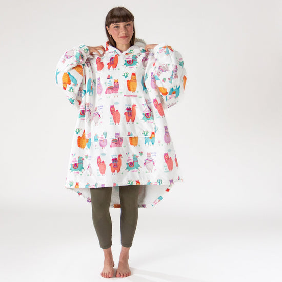 Túlméretezett Kapucnis Takaró / Pulóver Férfiaknak Vagy Nőknek - Minky Láma 02