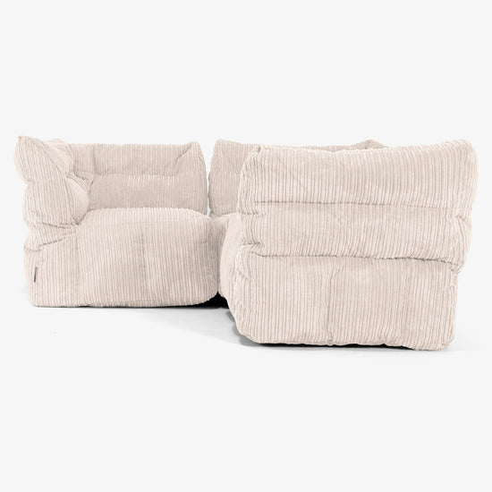 3 személyes Moduláris Sarokkanapé - Klasszikus Kordbársony Elefántcsont 02