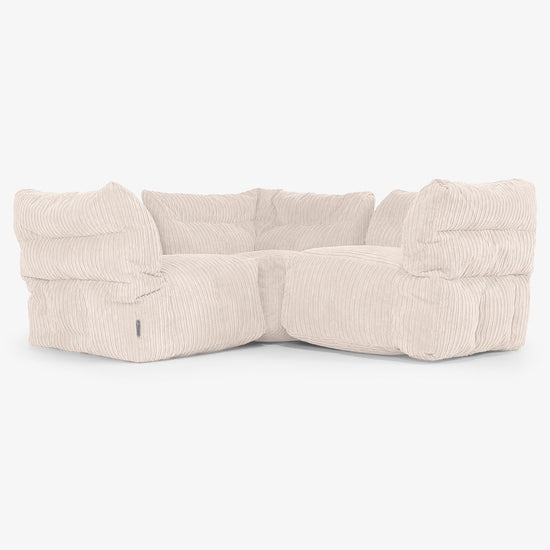 3 személyes Moduláris Sarokkanapé - Klasszikus Kordbársony Elefántcsont 01