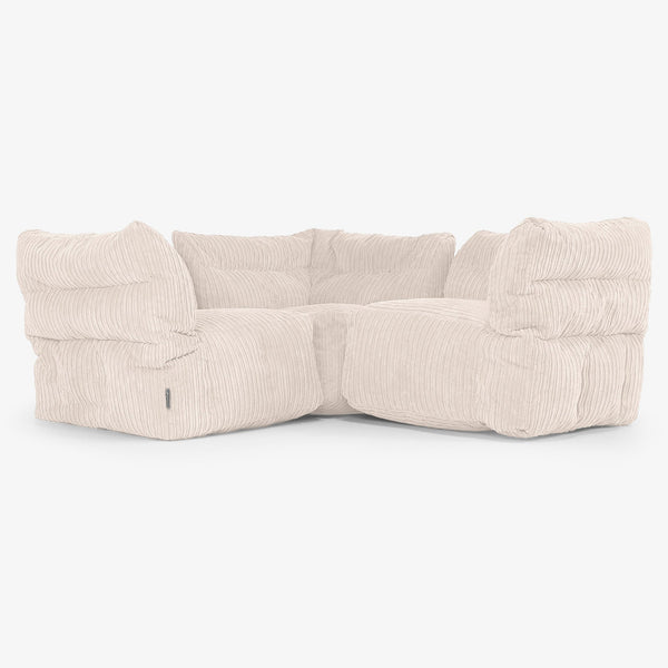 3 személyes Moduláris Sarokkanapé - Klasszikus Kordbársony Elefántcsont 01