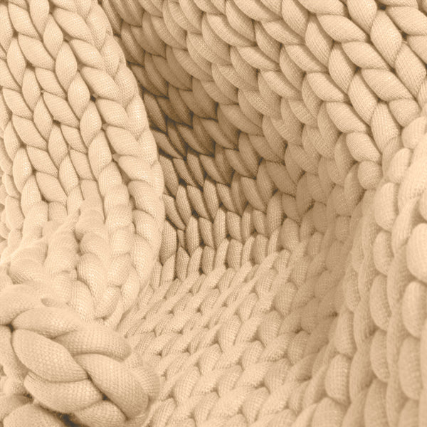 Súlyozott Takaró Felnőtteknek - Vaskos Kötés Tejszín Fabric Close-up Image