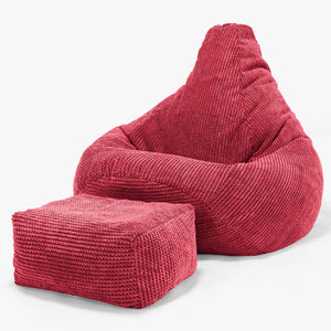 Háttámlás Babzsákfotel - Pompon Pasztellpiros