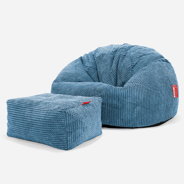 Klasszikus Babzsákfotel - Pompon Égszínkék 02