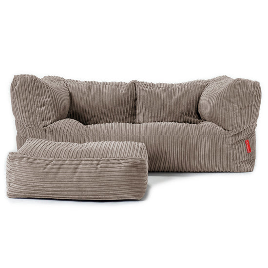 2 Személyes Albert Babzsák-Kanapé - Klasszikus Kordbársony Galambszürke 02