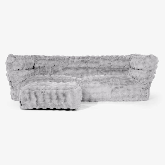 3 Személyes Albert Babzsák-Kanapé 2.0 - Műszőrme Buborék Szürke 02