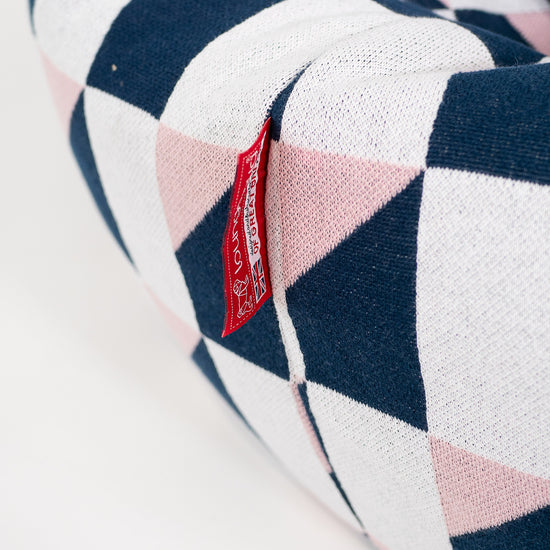 Klasszikus Babzsákfotel - Kötött Geometrikus Kék 03