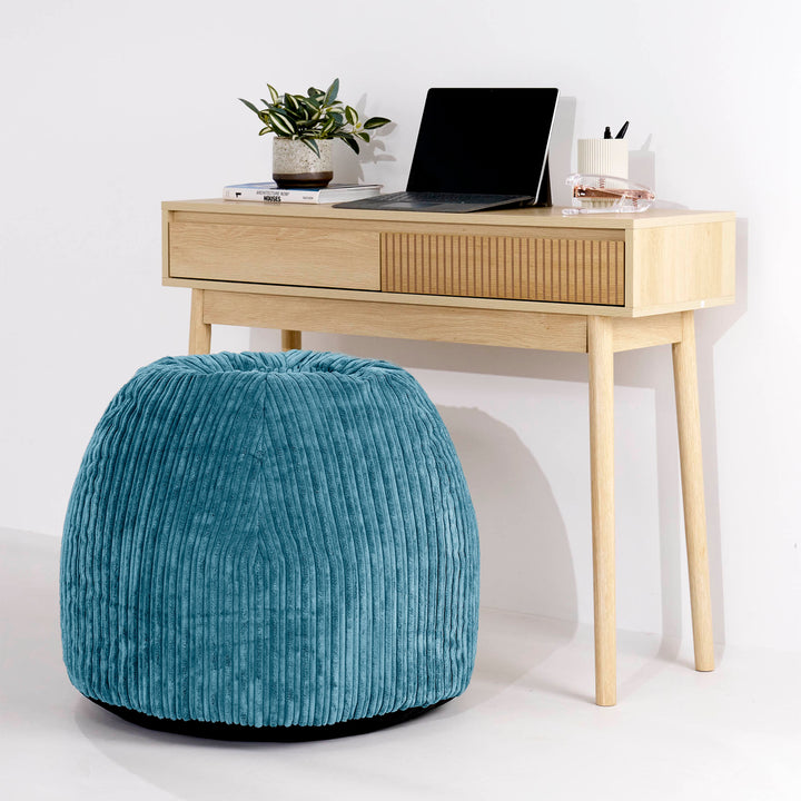 Ergonomikus Iroda-pouf Szék - Klasszikus Kordbársony Égei-tengeri kék - 02