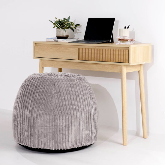 Ergonomikus Iroda-pouf Szék - Klasszikus Kordbársony Ezüstszürke - 02