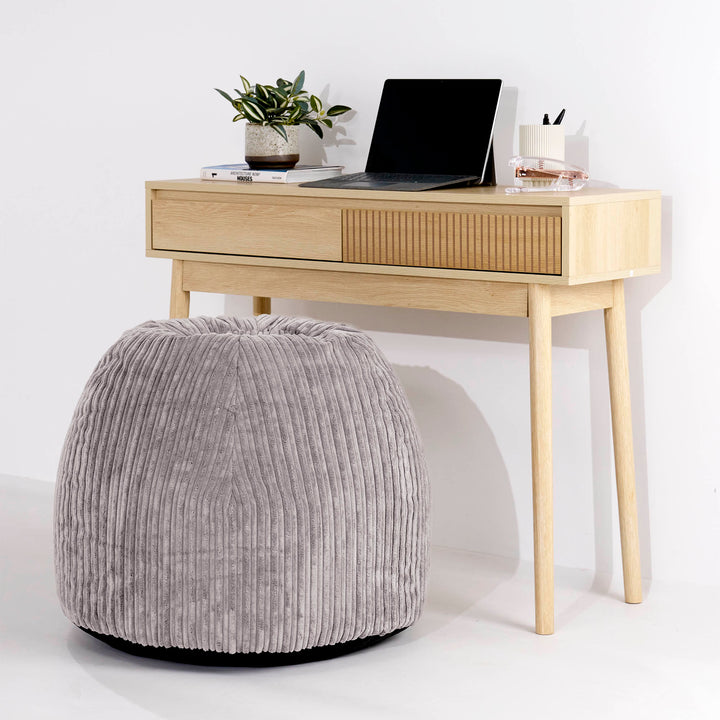 Ergonomikus Iroda-pouf Szék - Klasszikus Kordbársony Ezüstszürke - 02