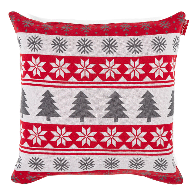 Extra Nagypárnahuzat 70 x 70cm - Kötött Karácsonyi Fairisle Vörös 01