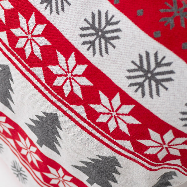 Extra Nagypárnahuzat 70 x 70cm - Kötött Karácsonyi Fairisle Vörös Fabric Close-up Image