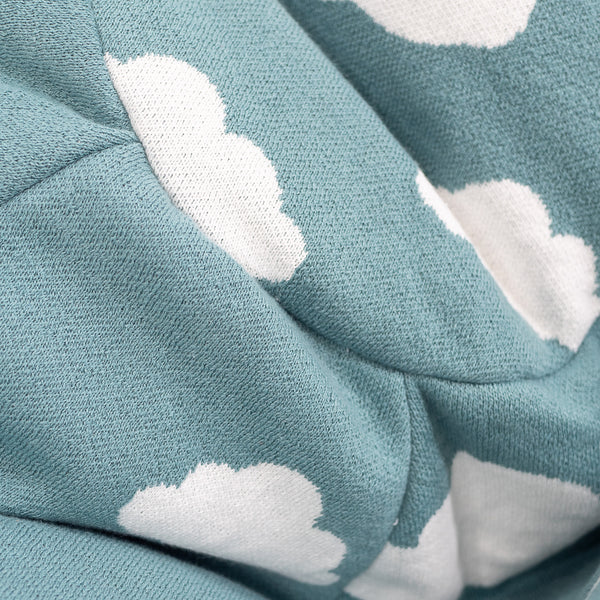 Gyermek Klasszikus Babzsákfotel 1-5 Éves - Kötött Felhő Kék Fabric Close-up Image