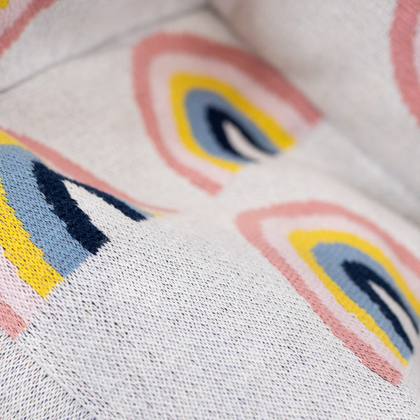 Babzsákfotel Kartámasszal 1-3 Éves Kisgyermekek Számára - Kötött Szivárvány Fabric Close-up Image
