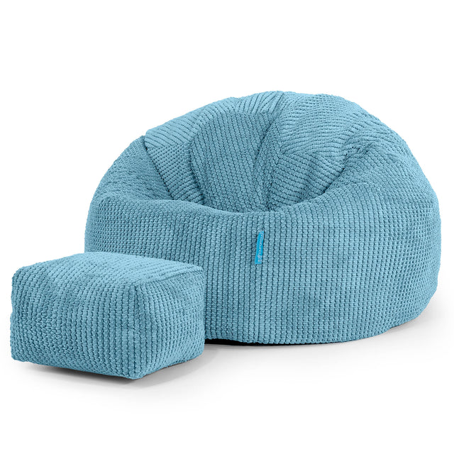 Gyermek Klasszikus Babzsákfotel 1-5 Éves - Pompon Égei-tengeri kék 02